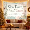 thumbnail image 3 of Slow Down Trust Grace in Aged Paper with Botanicals, Inspirational Watercolor for Mindfulness Lovers, Wall Art Print, Housewarming Gift Tapestry Wall Hanging for Living Room and Bedroom, 3 of 7