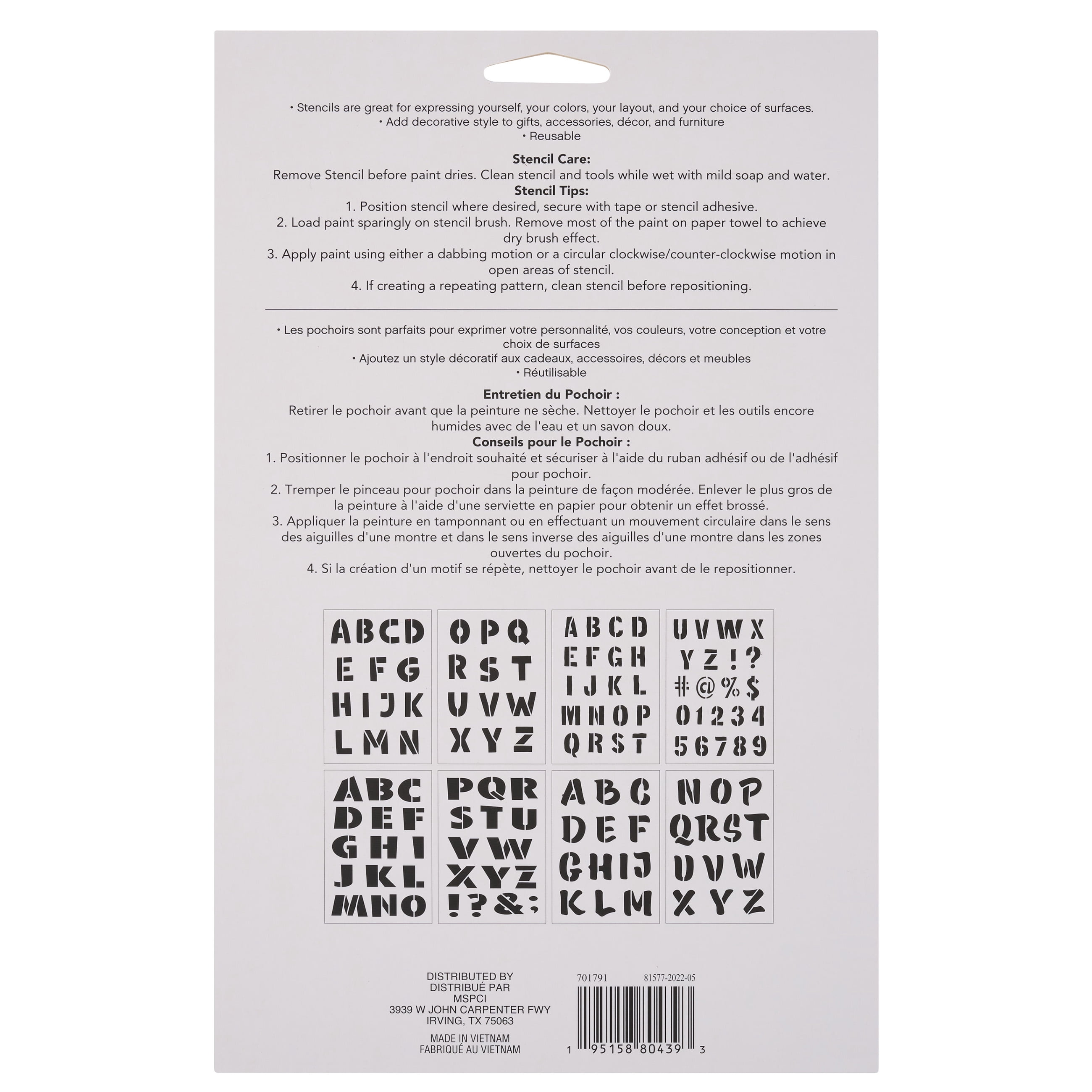 Craft Smart 1.5" Comic Book Alphabet Stencils - Reusable Plastic Stencil Sheets with 125 Bold Designs per Pack, Ideal for DIY Crafts & Decor, 6 Pack