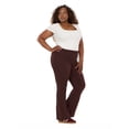 thumbnail image 3 of Forever 21 Women's Jersey Fold Over Waist Pants with Graphic Detail, Flare Leg Lounge Pants, Stretch Casual Everyday Comfort Style, Brown, XXS-4X, 3 of 6