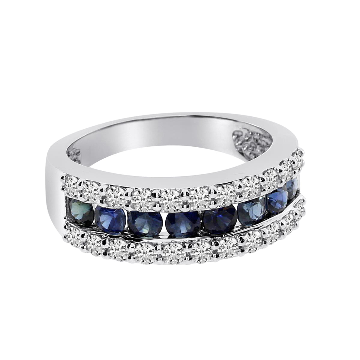 Direct-Jewelry - 14k White Gold Wide Sapphire Ring - Walmart.com