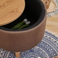 thumbnail image 4 of Round Coffee Table with Storage for Bedroom Living Room Round Ottoman as a Foot Rest Multi-Function High-Capacity Cotton and Linen Fabric Natural Color Desktop Natural Color Feet, 4 of 4