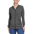 thumbnail image 1 of Pocket Long Sleeve Hooded Threaded Sweater Ladies Zipper Top, 1 of 4