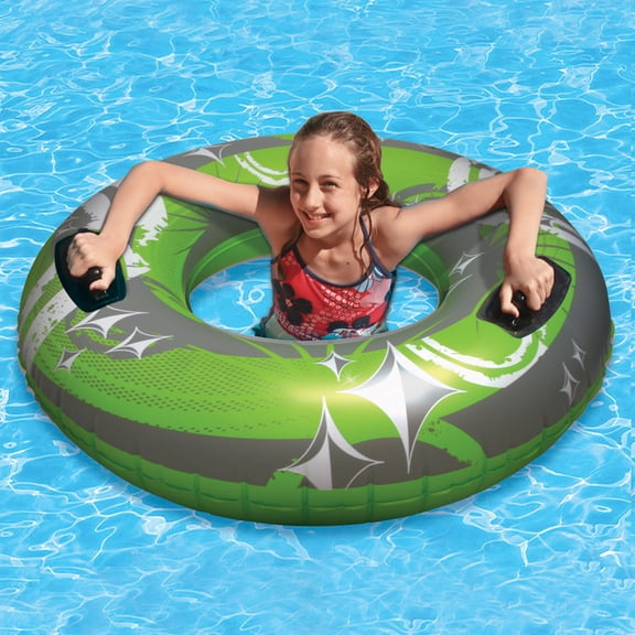 Swim Central 50" Inflatable 1-Person Swimming Pool Hurricane Sport Inner Tube - Green/Gray