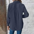 thumbnail image 4 of Ltctricy Women's Button down Shirts Cotton Long Sleeve Curved Hem Pleated Collared Blouses Casual Loose Tunic Tops(Navy,X-Large), 4 of 6