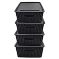 thumbnail image 1 of Set de 4 cajas Organizadoras IPP tipo rattan negro, 1 of 6