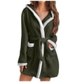 thumbnail image 2 of RXIRUCGD Mode Femmes Décontracté Uni Manches Longues Dames Ample Poche Garder au Chaud Peignoirs Faux Velours Tenue de Nuit Robe Chemises de Nuit( Vert, Taille:L ), 2 of 7