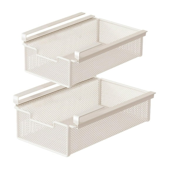 2 Pack Storage Basket Under Shelf Drawer with Slide Out Design for Kitchen Pantry Closet Clothes Organization