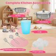 thumbnail image 4 of Redsmile Play Kitchen,Wooden Kids Kitchen Playset with Integrated Blackboard,Microwave and Oven,Pretend Play Toy Kitchen Gift for Girls Boys Ages 3-10,Pink, 4 of 11