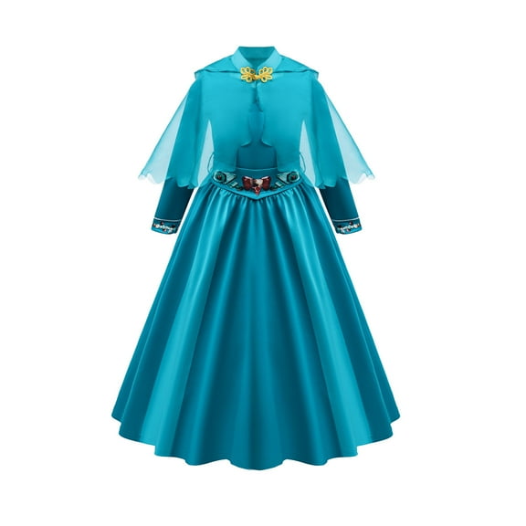 Girls Princess Costume Kids Cosplay Green Long Dress Halloween Outfits