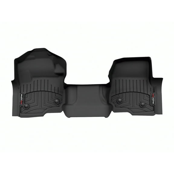 WeatherTech Custom Fit FloorLiners compatible with 2023-2024 Ford Super Duty - 1st Row - Over The Hump, Black