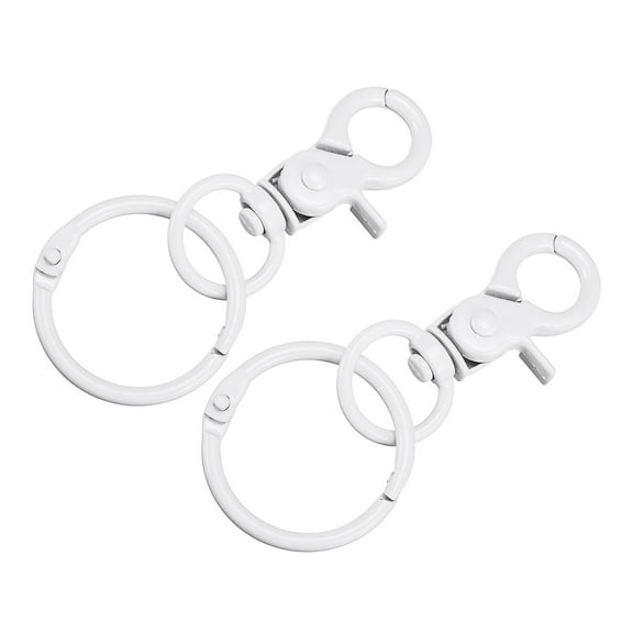 Uxcell 44mm Swivel Clasps Lanyard Snap Hook with Binder Rings for DIY Crafting White 2Pack