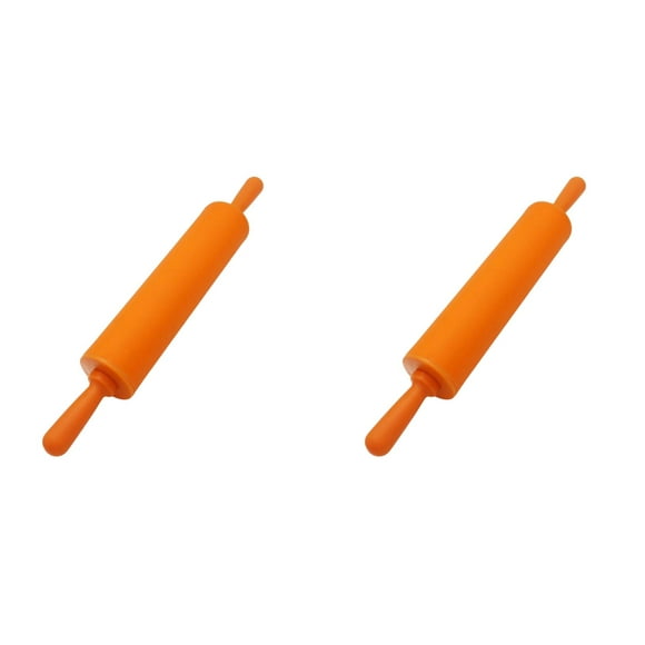 Silicone Rolling Pin for Effortless Dough Rolling - Nonstick Easy-Clean Baking Tool with Wooden Handle for Cookies and Pizza*2 Pack