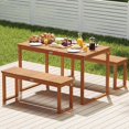 thumbnail image 5 of LEHOME Acacia Wood Outdoor Bench Backless, 2-Person Wood Patio Bench with Slatted Seat, Outdoor Backless Dining Bench for Backyard, Poolside, Porch (43.5"), 5 of 8