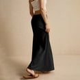 thumbnail image 5 of Women's Summer Maxi Skirt Drawstring Low Waist A Line Casual Skirts Black L, 5 of 6