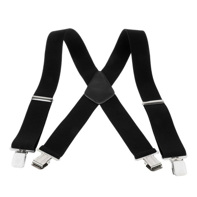 Milaget Heavy Duty Clip Suspenders, Mens Adjustable Straps with Non Slip Clips for Work black