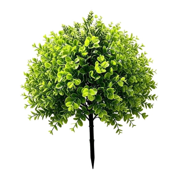 Artificial Eucalyptus Topiary Ball Tree with Ground Spike 19.29'', UV Resistant,Faux Outdoor Greenery,Fake Evergreen Shrub Boxwood Topiary for Front Porch Garden Home Yard Balcony Decor, Pack of 1