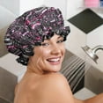 thumbnail image 5 of Shower Caps,Pink Breast Cancer and Love Waterproof Shower Cap for Women 4 Pieces,Double Reusable Hair Cover for Shower PEVA Elastic Stretch Hem, 5 of 7