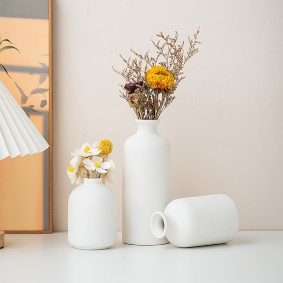 ShanAroma White Ceramic Vases Modern Minimalist Decorative Vases Matte Finish Bottle Shaped Vases for Pampas Grass Dried Flowers Perfect Table Centerpieces Large Size