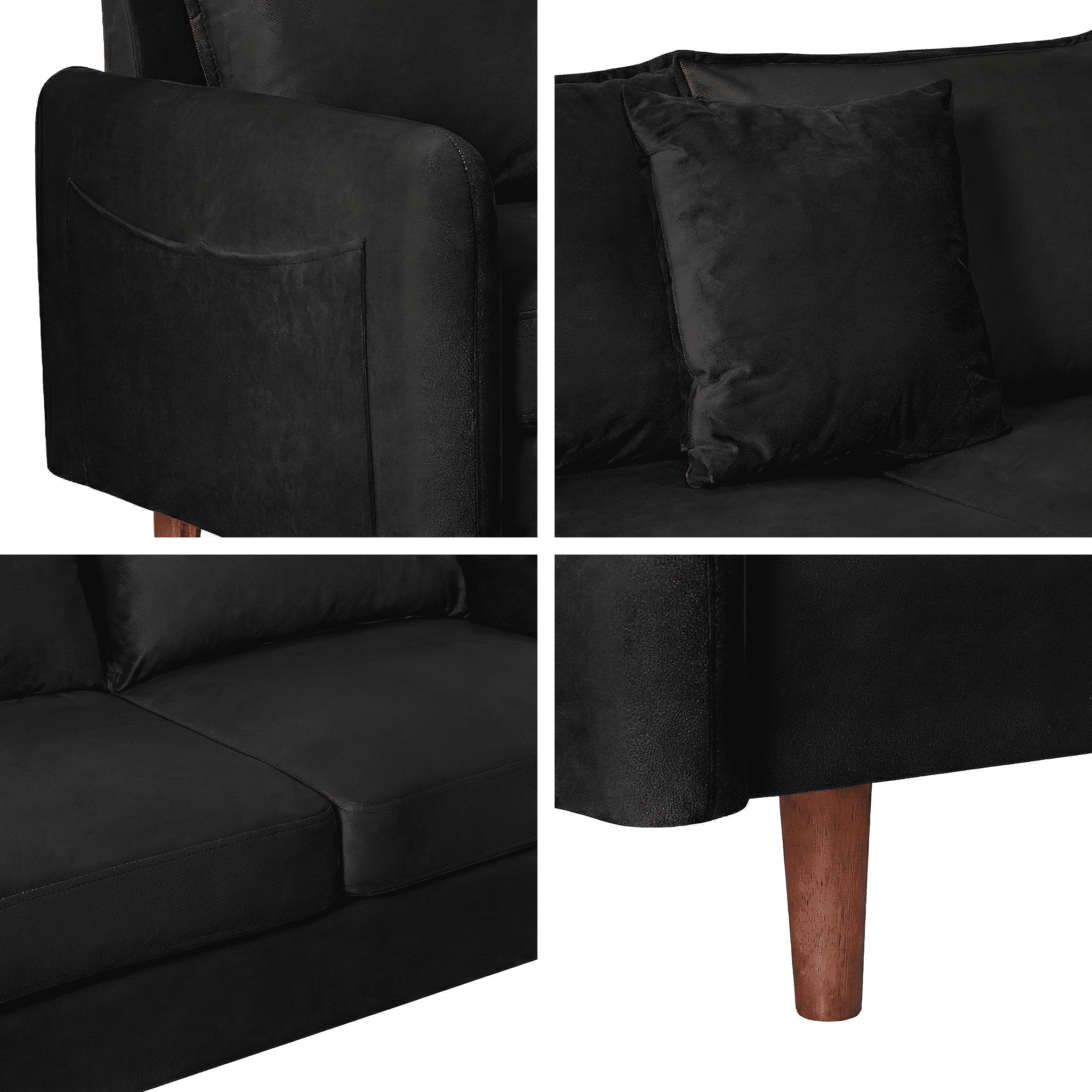 56.1" Modern Mid-Century Loveseat, Velvet Upholstery,Compact Sofa with Wooden Legs