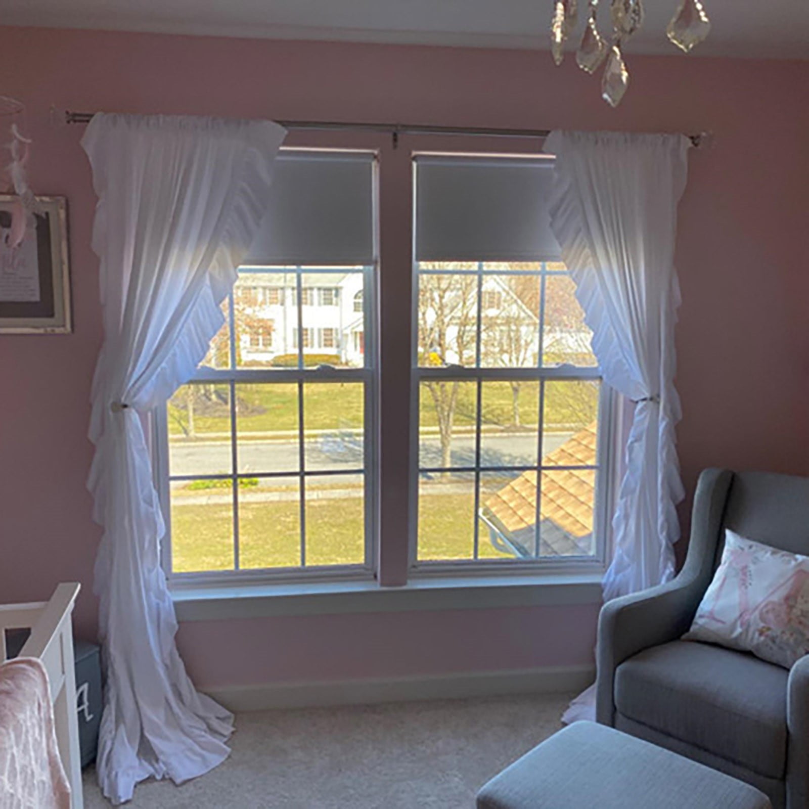 2 Curtains Shabby Chic Modern Farmhouse Solid Color With Cascading Ruffle Border Pocket Light Filtering Window Curtain Panel White Curtain