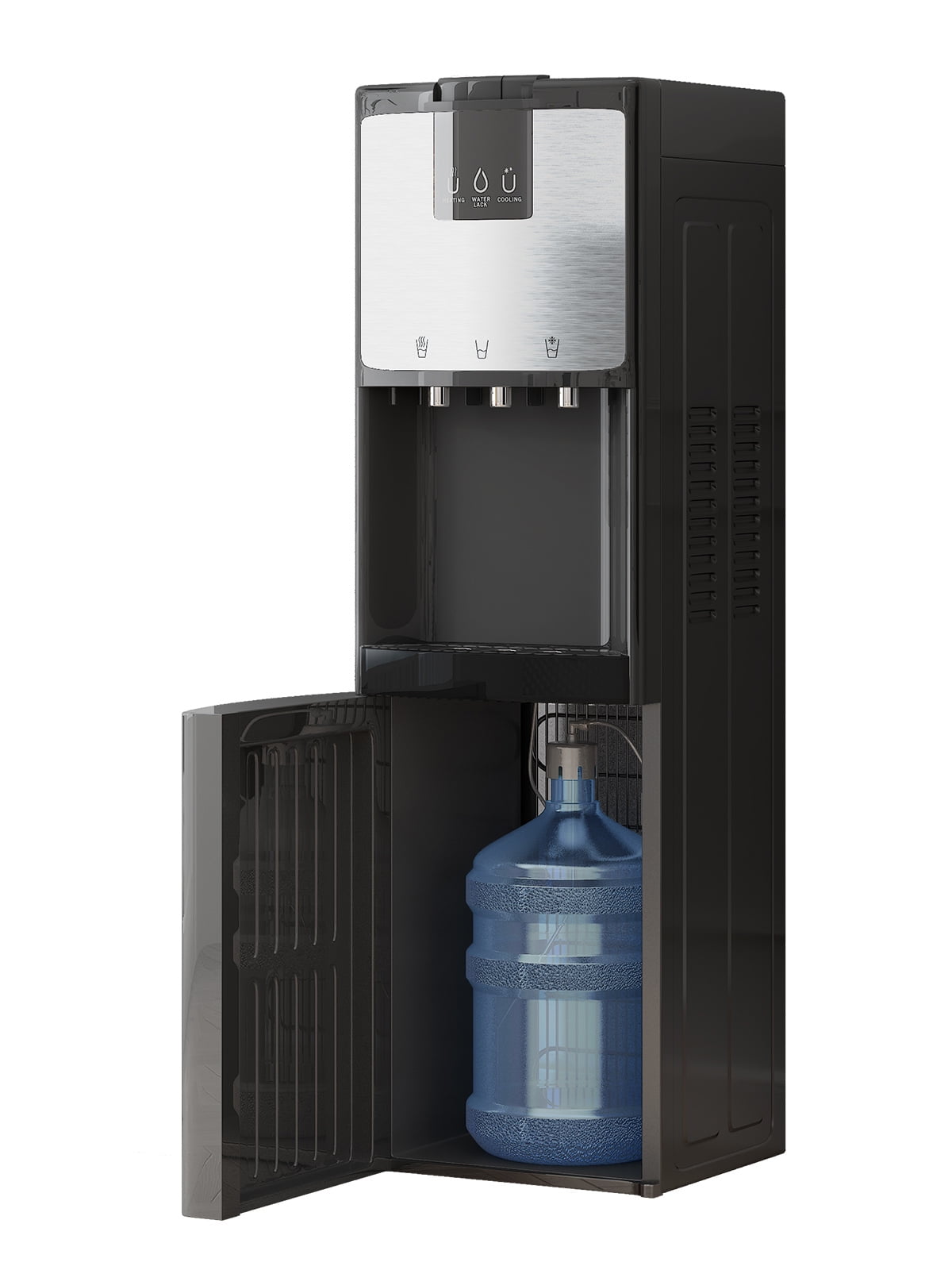 TABU Bottom Load Water Dispenser,Hot/Cold/Room Temperature,for 3 or 5 Gallon,Stainless Steel,Black