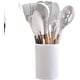 thumbnail image 1 of Juego de 11 piezas de utensilios de cocina de silicona con mango de madera, espátula de cocina antiadherente y almacenamiento de cucharas, juego de 12 utensilios de cocina de silicona, 1 of 5