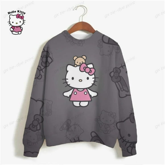 Hello Kitty Hoodie Women Japanese Anime Funny Cartoon Spirited Away Sweatshirt Korean Thin Chic Graphic Hoody Female HOEMLIN