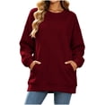 thumbnail image 4 of Horkkom Crew Neck Sweatshirts Women Casual Oversized Solid Color Tops Fall Loose Pullover Sweatshirts with Pockets XXL, 4 of 7