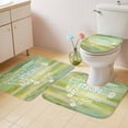 thumbnail image 3 of Love Text Bathroom Rugs Set Vintage Warm Embraces Positive Energy Love Green Yellow Non Slip Absorbent Soft Bath Mats 3 Piece Set with Bathroom Rug, U-Shaped Floor Mat, Toilet Seat Cover Large Size, 3 of 9