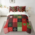thumbnail image 2 of Feelyou Merry Christmas Twin Bedding Sets 7-Piece, Love Heart Snowflake Bedding Comforter Set, Patchwork Buffalo Reversible Sheet Sets, Ultra Soft Home Decor, 2 of 7