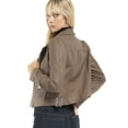 thumbnail image 7 of Made by Olivia Women's Long Sleeve Zipper Closure Moto Biker Faux Leather Jacket, 7 of 7