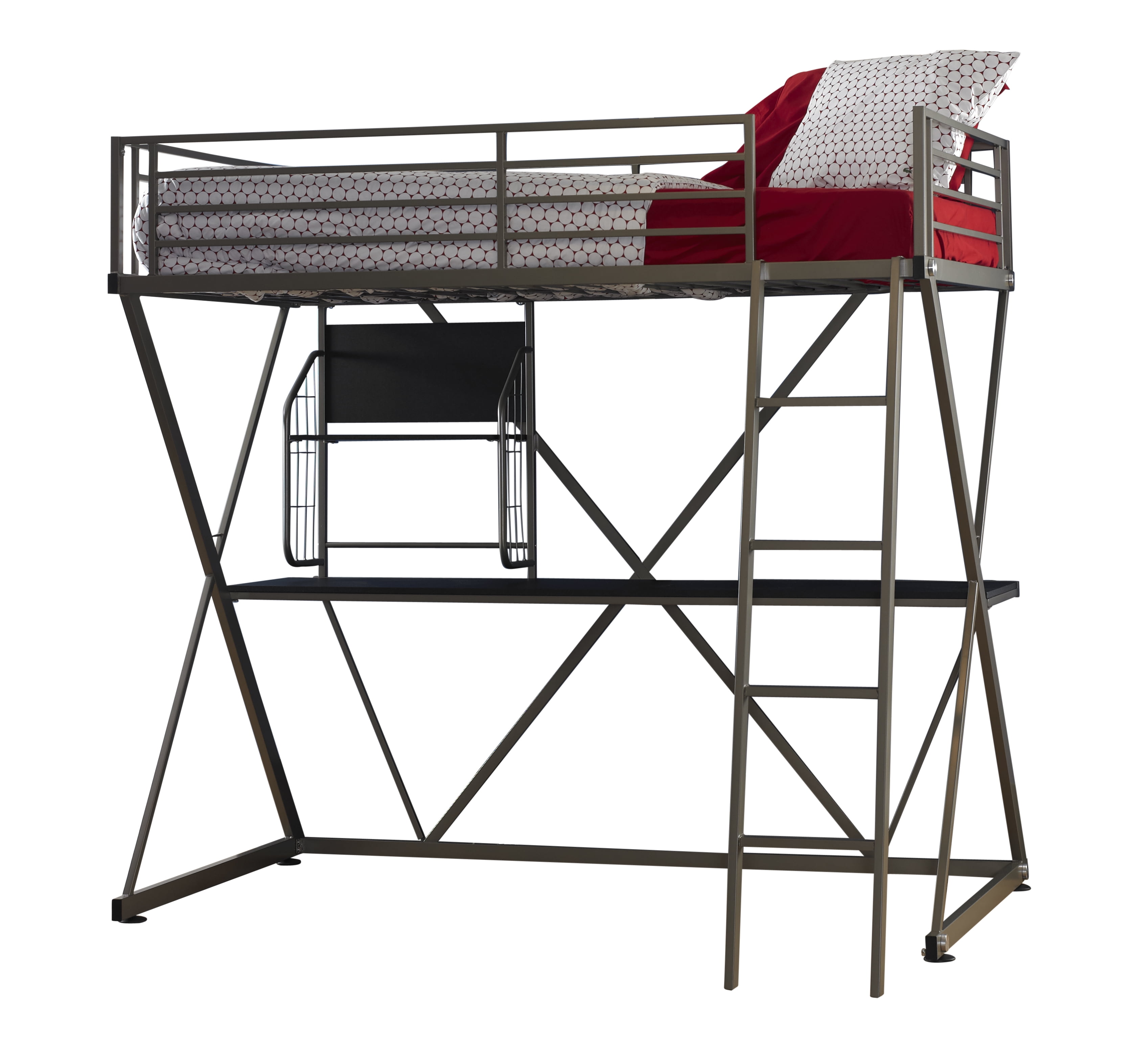 Twin Loft Bed With Study Pewter
