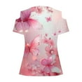 thumbnail image 4 of Summer Savings Clearance Staron Womens Summer Tops Eyelet Embroidery Short Sleeve Tops Spring Summer Cold Shoulder V Neck Floral Print Basic Tees, 4 of 5