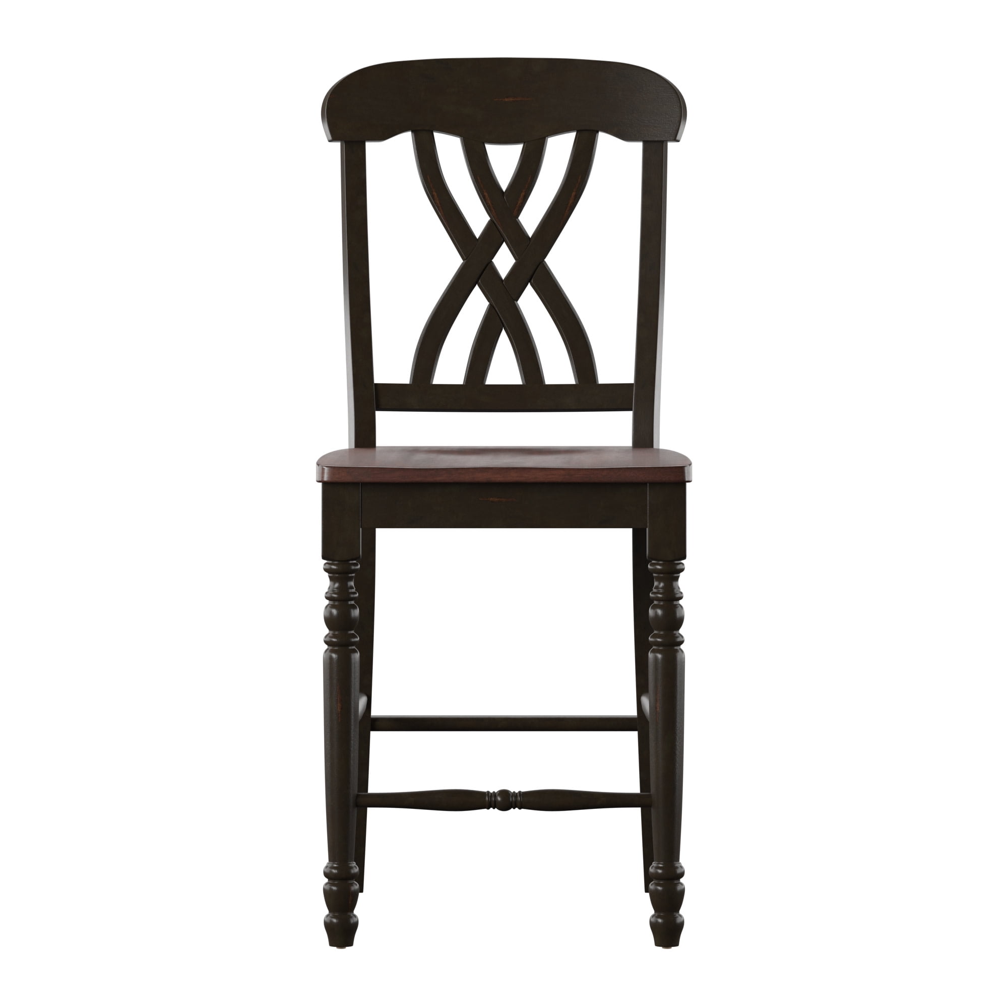 Weston Home Ohana Two-Tone Counter Height Chairs, Set of 2, Antique Black and Cherry