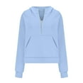thumbnail image 5 of Kaprioy Womens Sweatshirts Half Zip Cropped Pullover Fleece Quarter Zipper Hoodies 2025 Fall Fashion Clothes BU2, XL, 5 of 6