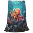 thumbnail image 2 of Honeii Underwater Plant Octopus Print Fleece Blanket - Throw Blanket for Bed, Sofa, Couch, Camping, and Travel , Microplush Ultra Soft Warm Blanket-40"x30", 2 of 7