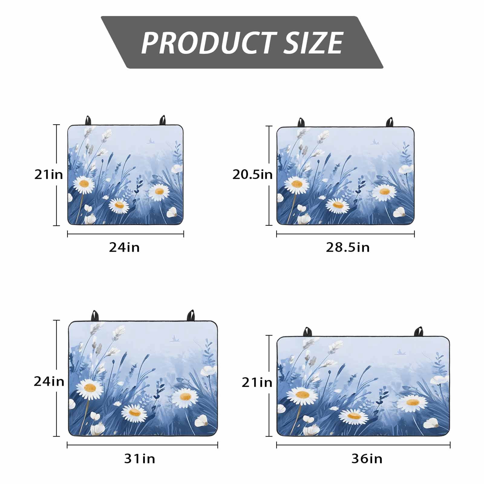 Spring Daisy Blue Stove Top Cover for Electric Stove, Heat-proof & Non Slip Glass Top Stove Cover Protector, Pastoral Botanical White Floral Leaf Kitchen Flat Cooktop Rubber Mat 24x21 Inches