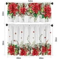thumbnail image 2 of Christmas Poinsettia Curtain Valances Set Decoration, Suitable for Kitchen, Bedroom, 54lx18w Inch 27lx24w Inchx2, Xmas Elegant Holiday3-Panel Set, 2 of 7