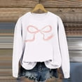 thumbnail image 5 of Fiaer Woman Sweatshirts Trendy Crew Neck Bow Graphic Long Sleeve Pullover Oversized Baggy Fit Casual Solid Comfort Tops White XL, 5 of 5