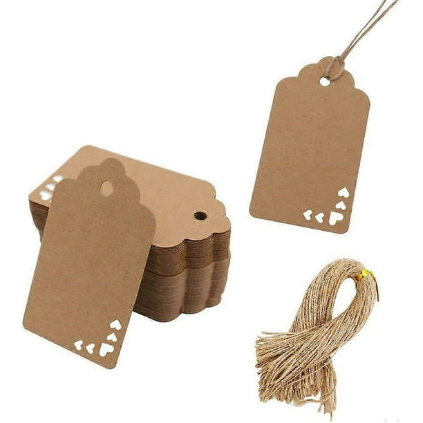 Kraft Paper Tags, 100 Pcs Heart Kraft Paper Gift Tags Craft Hang Tags With Free 100 Root Natural Jute Twine