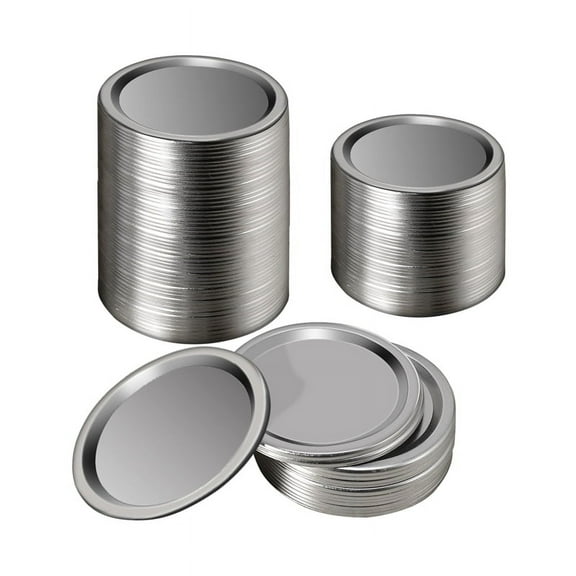 100 Pcs Wide Mouth 86 MM Mason Jar Canning Lids, Reusable Leak Proof Split-Type Silver Lids with Silicone Seals Rings