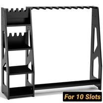 Gun Racks,BlackSmith Heavy Duty Wooden Rifle Rack & Pistol Rack for 10 Guns and 8 Handguns,Adjustable Hight Shotgun Pistol Display Gun Stand with Felt Pads for Home Garage Gun Storage,Black
