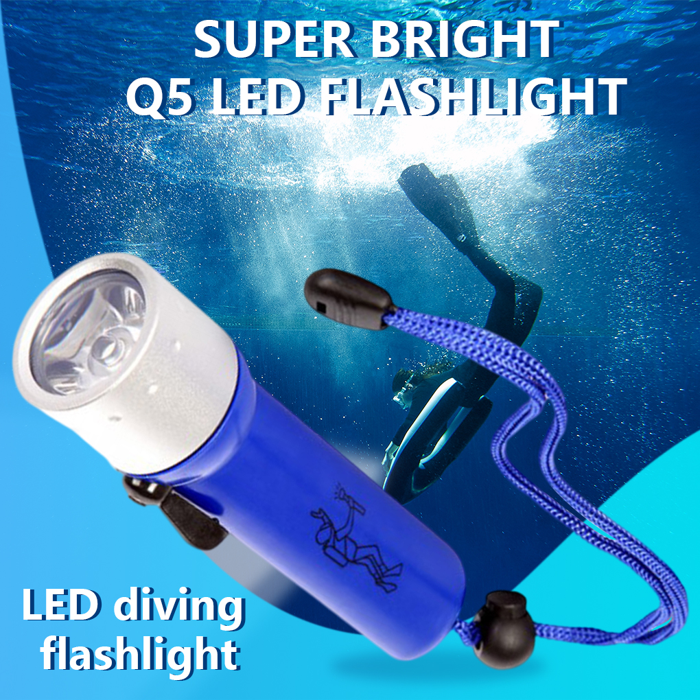 DALX LED Diving Flashlight Divers Torch with Lanyard Battery Powered Lamp  Equipment Kayak Portable Light Water Sports Lighting