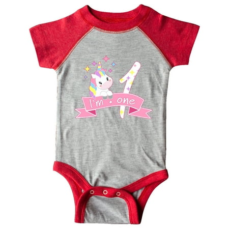 

Inktastic I m One- cute unicorn 1st birthday Gift Baby Boy or Baby Girl Bodysuit