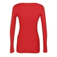 thumbnail image 3 of BRDFRL Long Sleeve Shirts for Women Round Neck Plain Tshirts Ribbed Knit Slim Fit Plus Size Tops Sexy Tunic Y2K Clothes Red S, 3 of 6