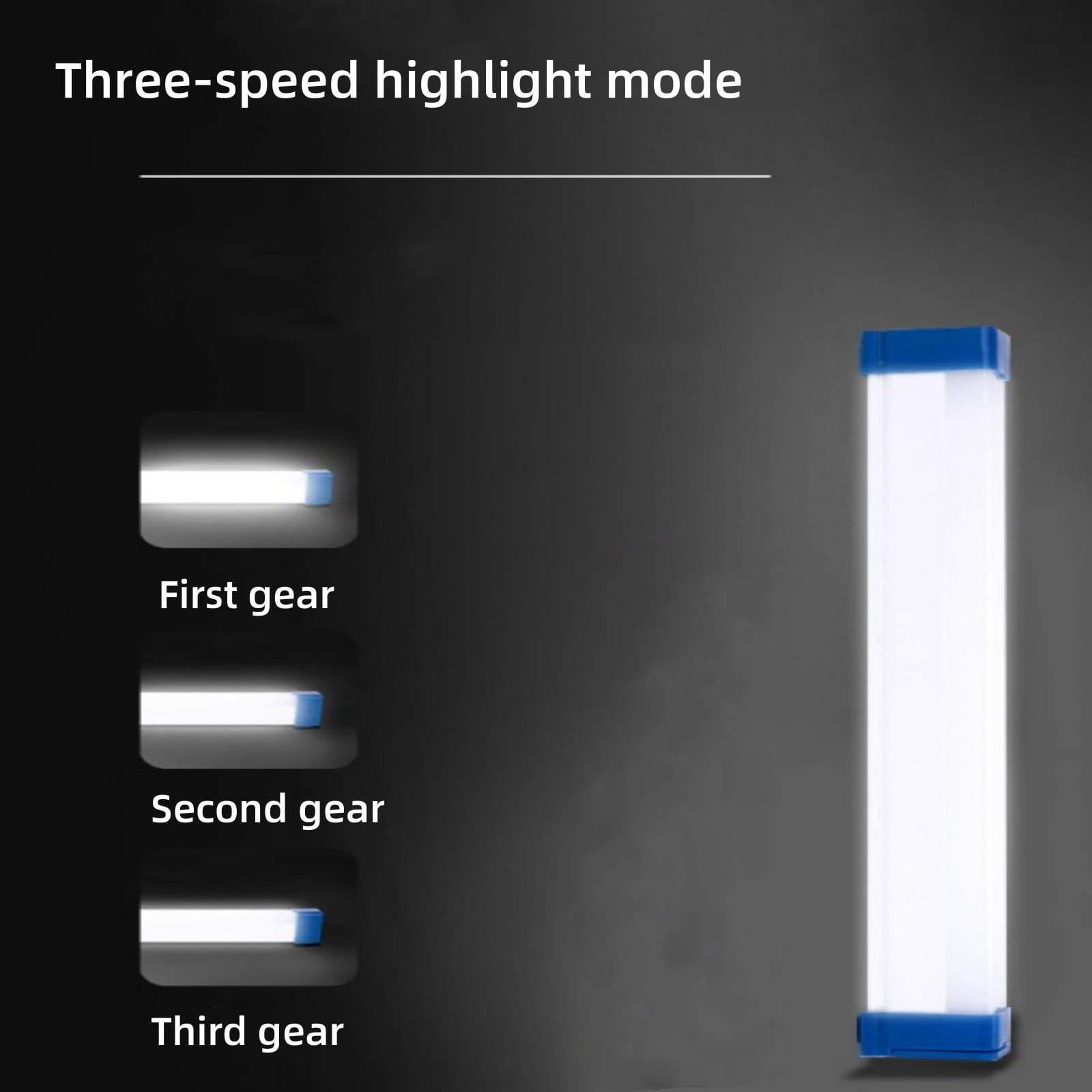 LED Emergency Light Tube USB Rechargeable Three-Speed Dimming Magnetic Hook 12.6 Inch Blue Rainproof Camping Power Outage Lamp