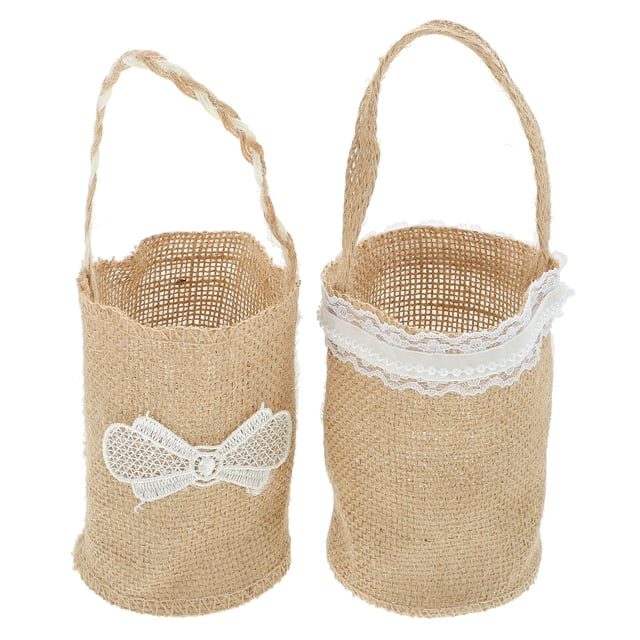 2 cestas para niña de las flores, cestas para niña de las flores para boda con cinta decorativa