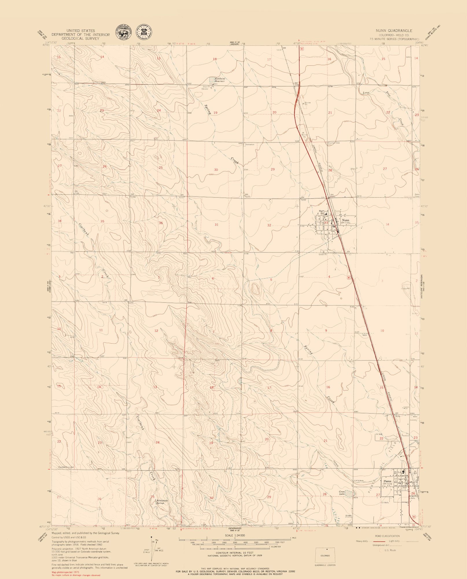 Nunn Colorado Quad USGS 1960 23 x 28.49
