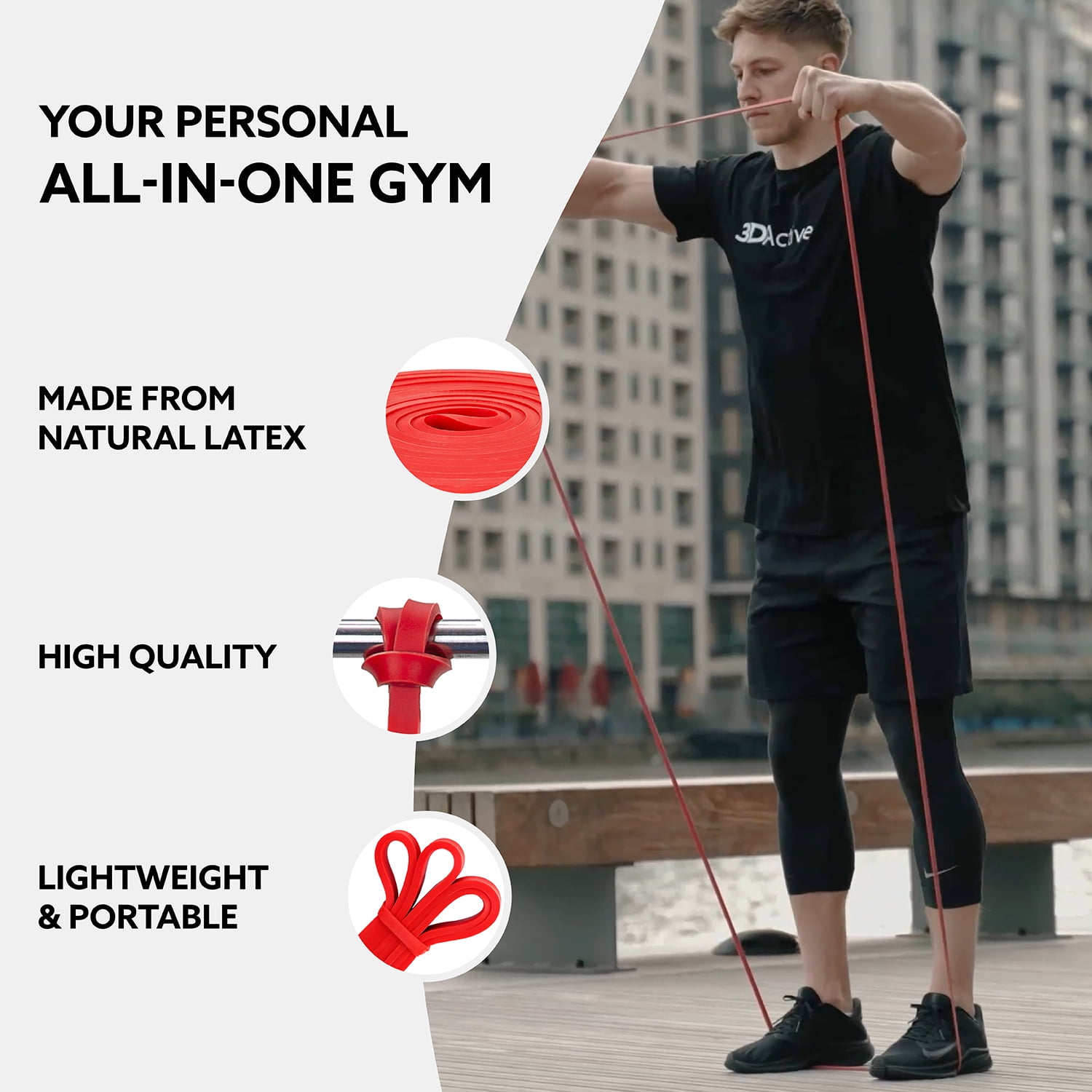 3DActive Resistance Band, Extra-Light Workout Band for Strength & Resistance Training with Free Exercise Guide - Red (10 to 35lbs)