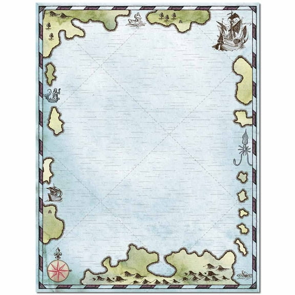 Treasure Map Letterhead Laser & Inkjet Printer Paper, 25 Sheet Pack